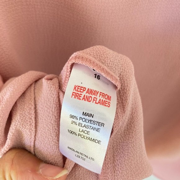 Papaya Women's Dusty Pink With Lace Detailing Long Sleeve Blouse Top Size UK 16 - Picture 8 of 12